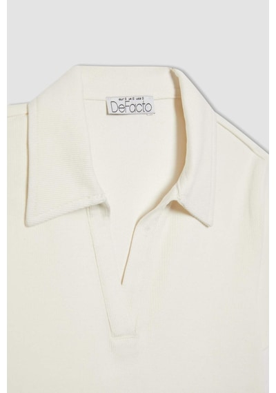 DeFacto Fitted Polo Yaka Fitilli Kaşkorse Kısa Kollu Beyaz Tişört A0379AX25SMWT32 DeFacto Fitted Polo Yaka Fitilli Kaşkorse Kısa Kollu Beyaz Tişört A0379AX25SMWT32