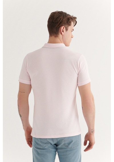 Avva E001004 Serin Tutan Standart Fit Normal Kesim Erkek Polo Yaka T-Shirt - Açık Pembe