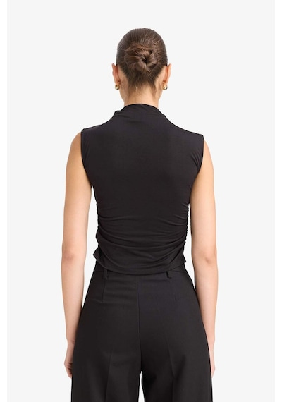 Defacto Slim Fit Dar Kesim Yarım Balıkçı Yaka Kolsuz Bluz F6908ax25aubk81 Siyah