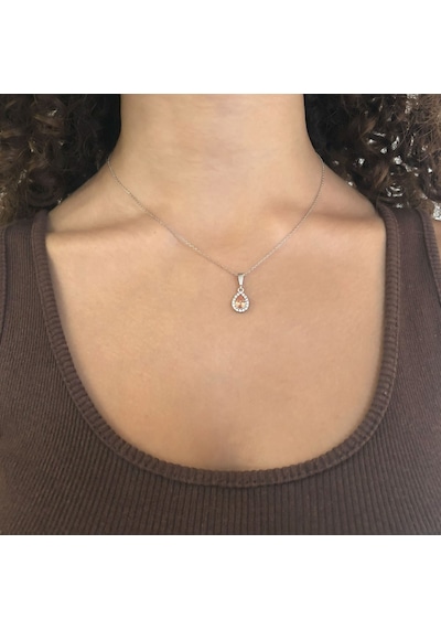 Ferizz Zirkon Taşlı Su Damlası Gümüş Kolye Gk-337