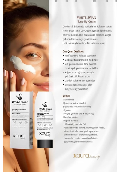 Xaura Global White Swan Tone-up Cream 150 Ml 2 Adet