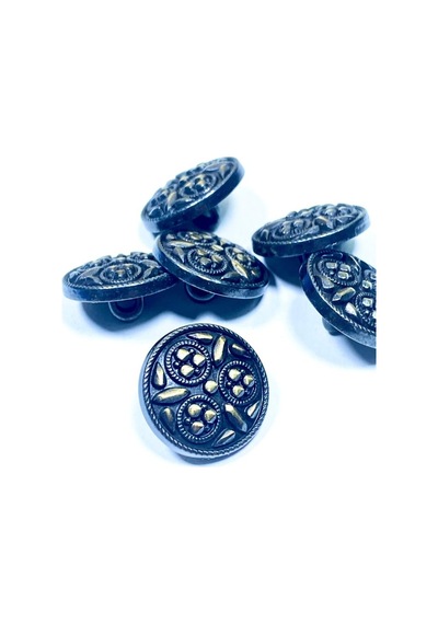 Trençkot Ceket Düğmesi / Metal Düğme / Antik Sarı / 2,5 Cm / 6 Lı