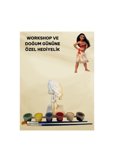 3d Mohana Figür Boyama Seti - Kendin Boya Hobi Ve Etkinlik Seti - Akrilik Boya + 2 Fırça