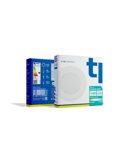 Redeem C12W Downlight, Titreşimsiz, Göz Konforu, 747 Lümen, Ilık Beyaz, 3000 Kelvin Beyaz