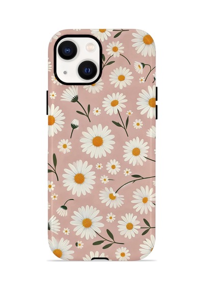 Apple iPhone Uyumlu 15 Vorian Çift Katmanlı Magsafe Kılıf Daisy Mocha Garden