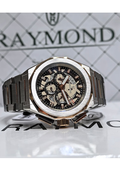 Raymond Premium Seri Çelik Erkek Kol Saati Gümüş - Rose Gold