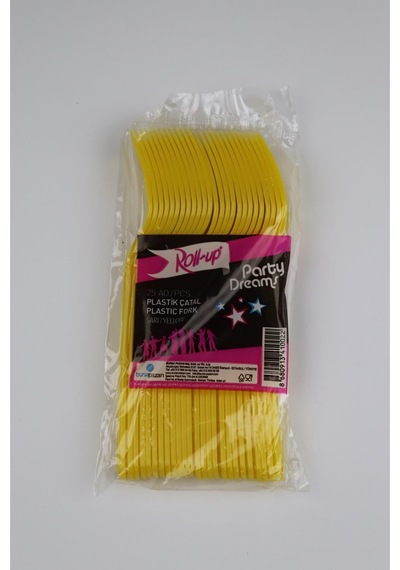 Roll-Up Plastık Sarı Partı Çatal 25 Lı Pk