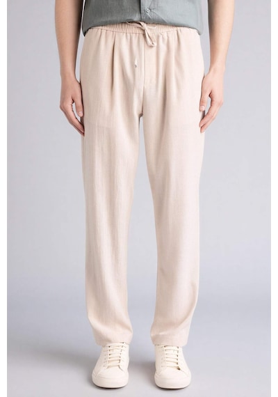 Defacto Relax Fit Kısa Paça Keten Görünümlü Pantolon E4790ax25auer22 Ekru