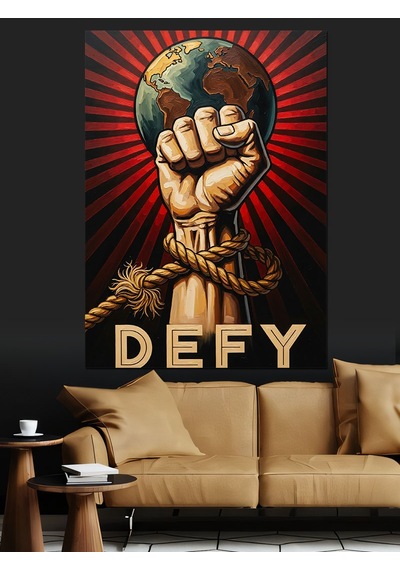 Dünyayı Sıkan El Posteri Dekoratif Kanvas - Mdf Ahşap Tablo