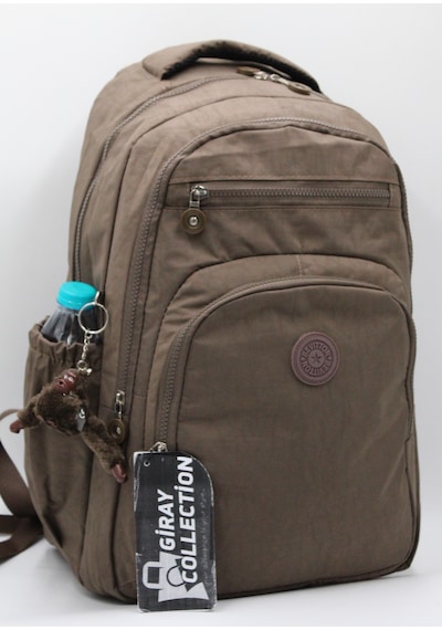 Günlük Krinkıl Kumaş Unisex Okul Sırt Çantası1800 Vizon