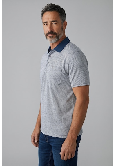 Erkek Simenti Fitilli Yakalı Penye Baba Lacivert Tshirt