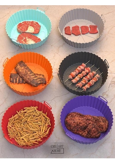 Airfryer Silikon Pişirme Kabı 20x5 Cm Bpa Içermez Tüm Airfryer'lere Uyumlu Pişirme Kağıdı Siyah