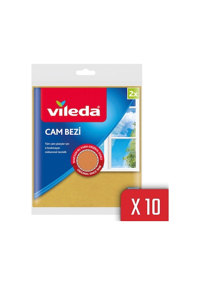 Vileda +%30 Mikrofiberli Ekonomik Paket 10 Paket 2'li Mikrofiberli Cam Bezi
