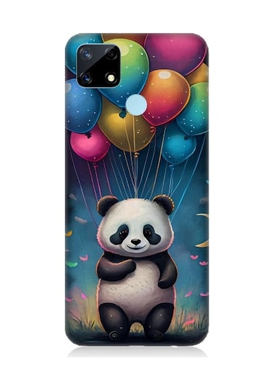 Realme C17 Uyumlu Renkli Balonlar Ve Panda Desenli Silikon Kılıf