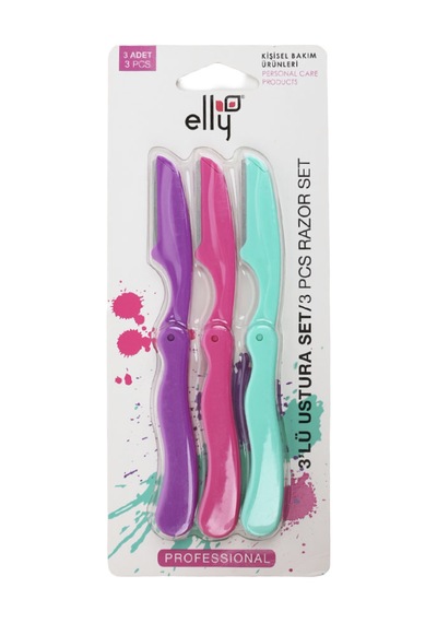 Elly Açılır Kapanır Kaş Usturası Seti 3'lü Ellyfaceset06 Çok Renkli