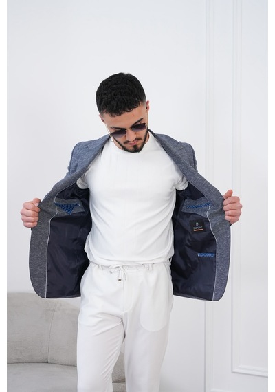Dupont Classics Dupont Keten Slim Fit 6 Drop Sivri Yaka Çift Yırtmaçlı Erkek Blazer Ceket Koyu Lacivert Dupont Classics Dupont Keten Slim Fit 6 Drop Sivri Yaka Çift Yırtmaçlı Erkek Blazer Ceket Koyu Lacivert