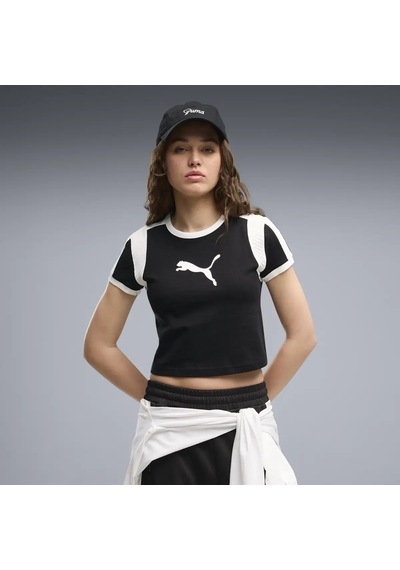 Puma Graphic Ringer Baby Tee Siyah Kadın T-shirt