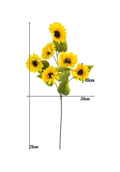Yapay Çiçek Ayçiçeği Sarı Sunflower Dekoratif Çiçek 75cm 6 K80afalı Sarı