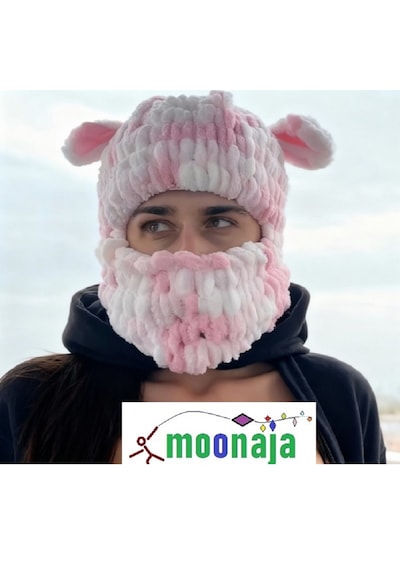 Moonaja Puffy Örgü Kar Maskesi Şapka - Wegh Bere Maske - Balaklava Motorsiklet Kask Ve Kayak Beresi Çok Renkli