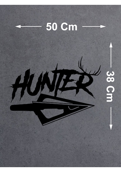 Hunter Avcı Sticker - Araba Oto Motosiklet Karavan Cam Sticker - 00267 50x38 Cm