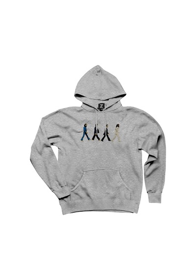 The Beatles Abbey Road Cartoon Gri Kapşonlu Sweatshirt Hoodie Gri