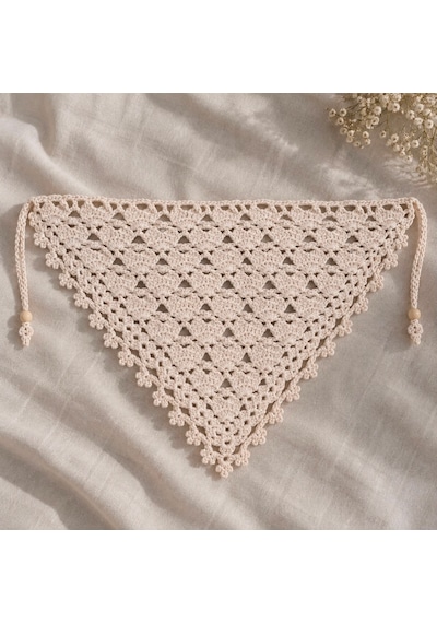 Algebutik Krem El Örgüsü Üçgen Bandana