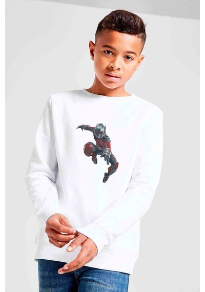 Ant Man Karınca Adam Jump Baskılı Unisex Çocuk Beyaz Sweatshirt Beyaz
