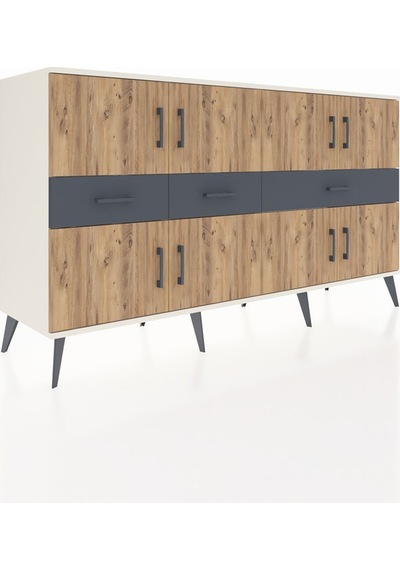Hyperion Konsol 5 Raflı 3 Çekmeceli 8 Kapaklı 176x44x99 Aytaşı-ça Aytaşı-çam/antrasit