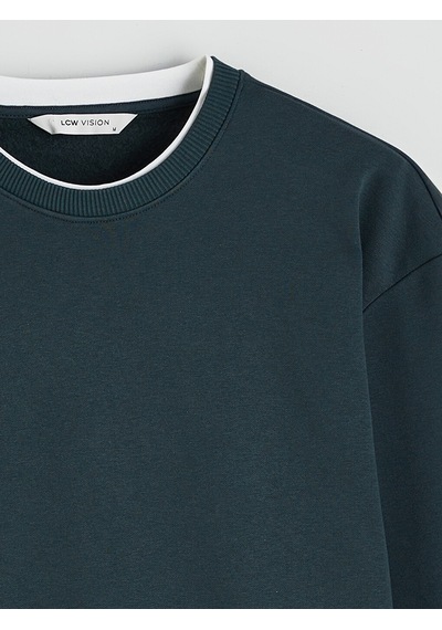 Lcw Vision Yeşil Bisiklet Yaka Erkek Kalın Sweatshirt