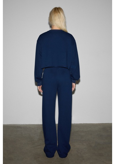 Ethıquet Qerks Kadın Baskı Detaylı Oversize Lacivert Sweatshirt Lacivert
