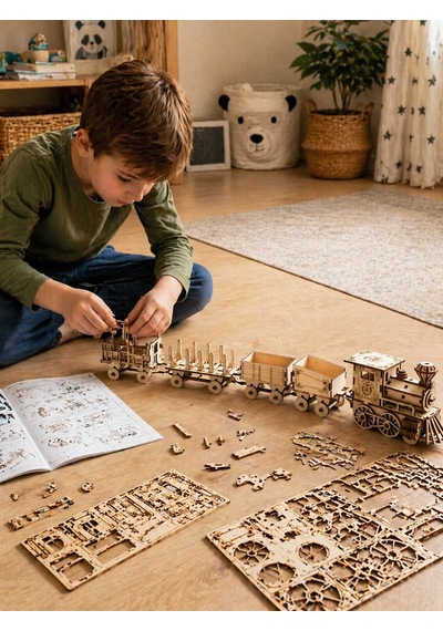3d Ahşap Tren Maketi Dıy Model Seti Dekoratif Ve Eğitici Hobi