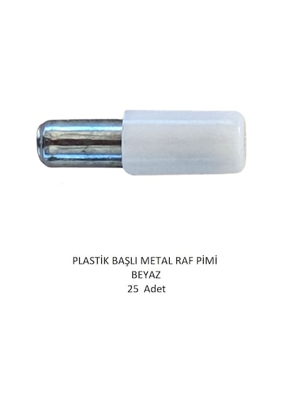 Plastik Metal Başlı Raf Pimi Beyaz 25 Adet