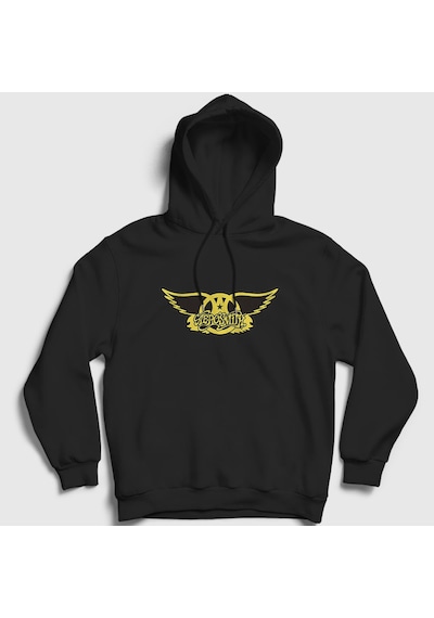 Presmono Unisex Yellow Aerosmith Kapüşonlu Sweatshirt Siyah