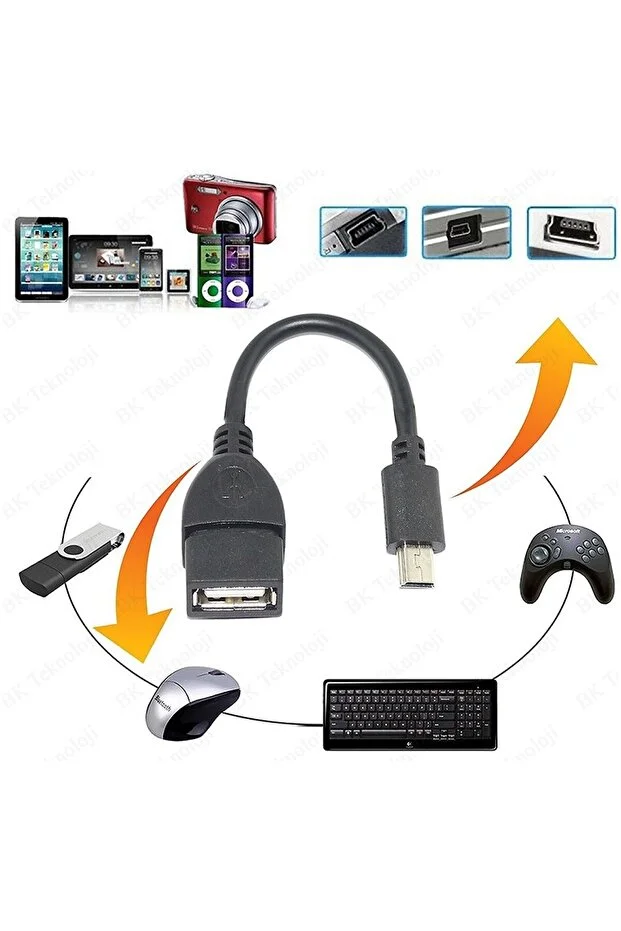 V3 Kablo 5 Pin Mini Usb Erkek Usb Dişi Aparat Oto Teyp Flash Bellek Mini Usb Otg Dönüştürücü Kablo Siyah Mini 5pin