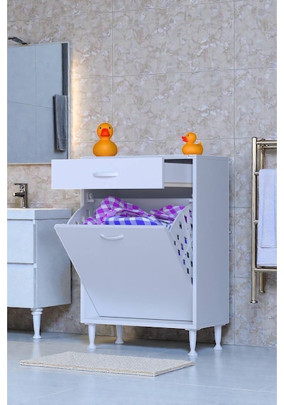 Eliusta Asil 60 Cm Kirli Çamaşır Sepetli Banyo Dolabı 1 Çekmeceli Mutfak Çok Amaçlı Dolap 60x88x32,5 Cm Beyaz Eliusta Asil 60 Cm Kirli Çamaşır Sepetli Banyo Dolabı 1 Çekmeceli Mutfak Çok Amaçlı Dolap 60x88x32,5 Cm Beyaz