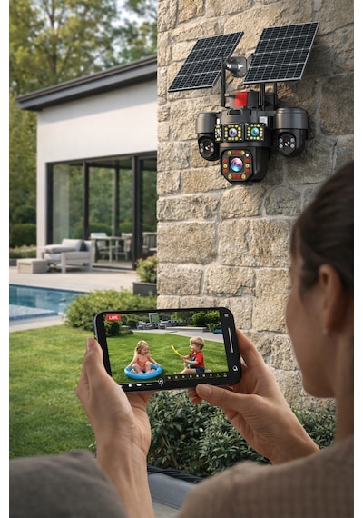 Esvision 7021 128gb 4 Kameralı 4g Çift Solar Panel 16x Zoom Dual Batarya Hieasy Aov Sürekli Kayıt Gece Görüş Çift Yönlü Ses 1 Yıl İnternet