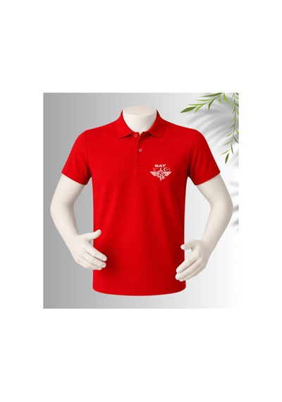 Dafri Özel Tasarım Sat Baskılı Polo Yaka %100 Pamuklu T-shirt Kırmızı