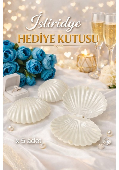 İstiridye Hediye Kutusu - Nişan Düğün Kına İçin Hediye Kutusu - Anahtarlık Kutusu 8x6 3,5