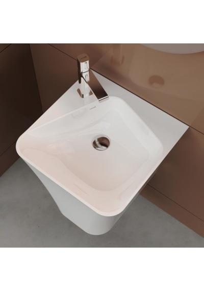 Delikli Monoblok Lavabo 45 Cm Beyaz Renk Modern Tasarım 508 Yeşil