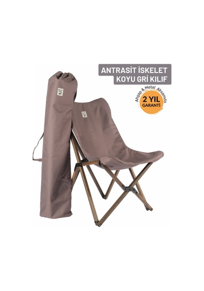 Bag The Joy Ahşap Antrasit İskelet - Koyu Gri Kılıf Sandalye Gri