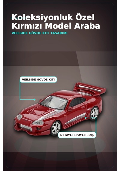Diecast 1/64 Veilside Combat V-ı Toyota Supra Kırmızı Model Araba - Tekli Kutu Bx-313405