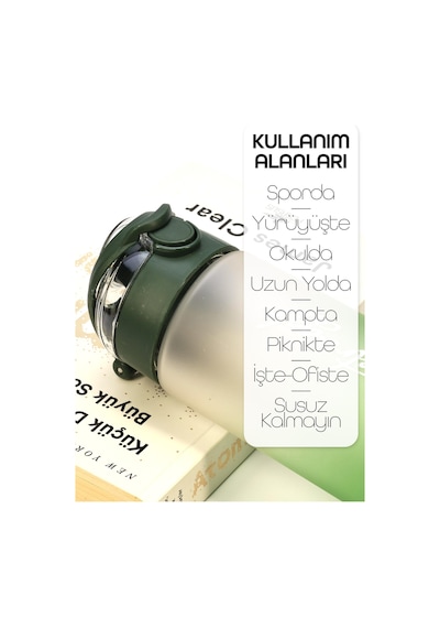 Su Matarası Tritan Geniş Ağız Su Şişesi Gradient Type Spor Matarası Suluğu Bpasız 630 Ml Yeşil 0111