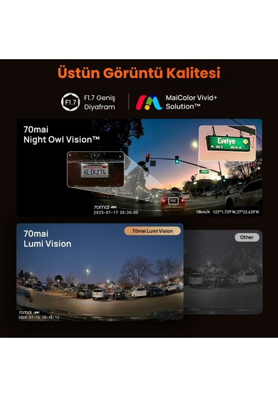 70mai T800-41 Ön Kamera +iç Kamera + Rc41 Arka Kamera 128gb