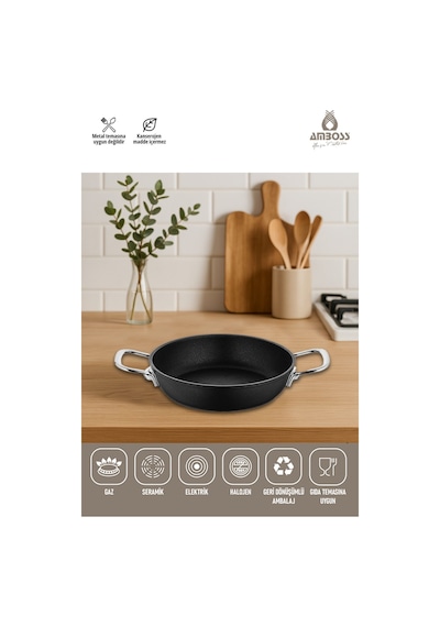 Dark Yanmaz Yapışmaz Titanyum Kaplama Sahan 18 Cm Siyah