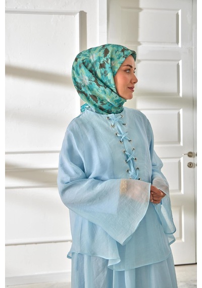 Silk Home Velora Eşarp 161001-24 Turkuaz, Antrasit, Su Yeşili