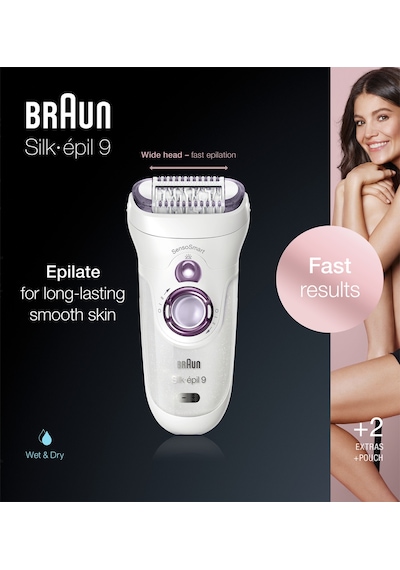 Braun Silk-épil 9 9700 SensoSmart, Kablosuz, Islak&Kuru, 3 Ek Par