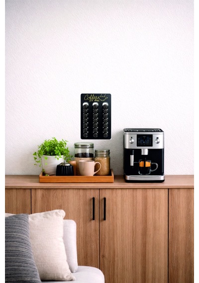 Kapsül Kahve Tutucu Stand Coffee Time Yazılı Mdf Duvar Organizer 21 Kapsül Kapasite Diğer