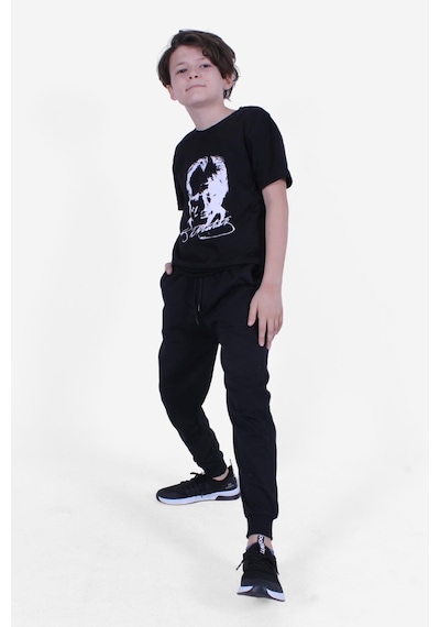 Atatürk Ve Imza Baskılı Ay Yıldız Desenli Uzun Kol Unisex Beyaz-siyah Takım Beyaz - Siyah Atatürk Ve Imza Baskılı Ay Yıldız Desenli Uzun Kol Unisex Beyaz-siyah Takım Beyaz - Siyah