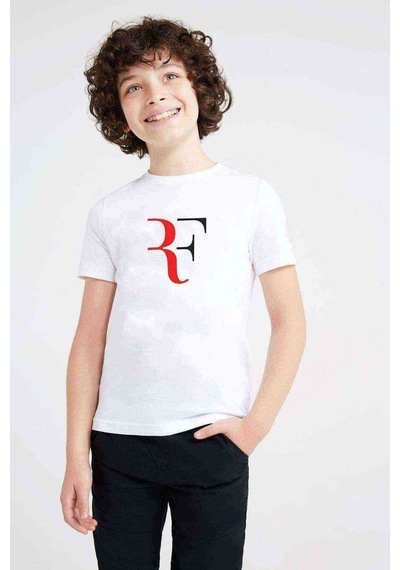 Tshirthane Roger Federer Rf Baskılı Unisex Çocuk Beyaz Tshirt