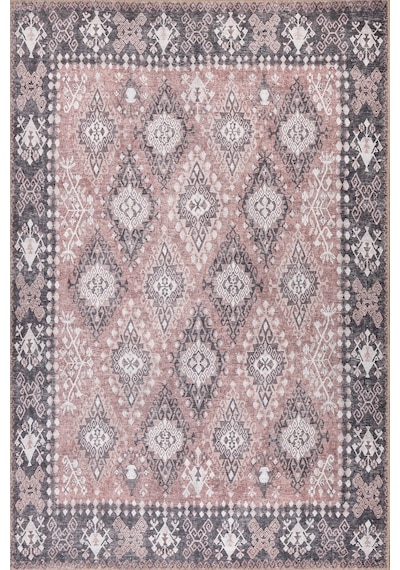 Stonart Eskitme Vintage Desenli Pudra Otantik Yıkanabilir Şönil Halı Al 465 Renkli